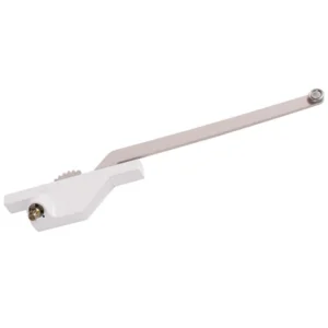 Single Arm Casement Window Operator (Truth Hardware 'Roto Gear' 23.02) (Rear Mount, 13-1/2" Arm) (Left) (White) (Steel Roller)