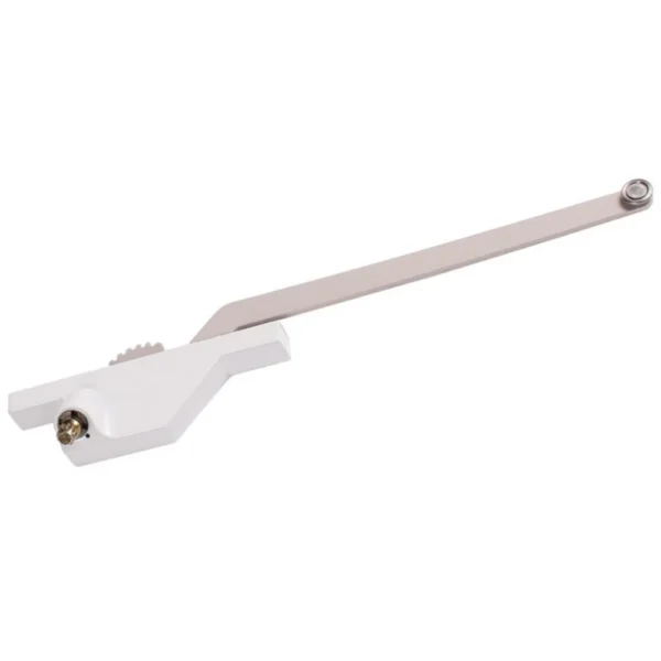 Single Arm Casement Window Operator (Truth Hardware 'Roto Gear' 23.02) (Rear Mount, 13-1/2" Arm) (Left) (White) (Steel Roller)