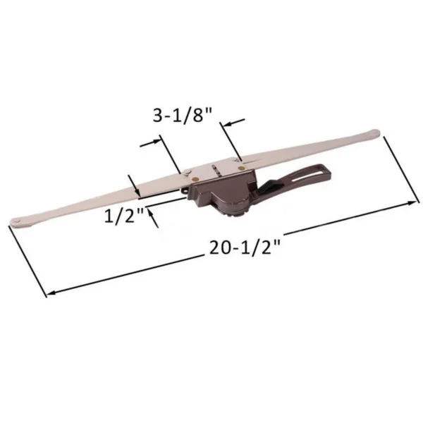 Awning Window Operator (Truth Hardware 'Lever' 10.10) (20 1/2" Single Pull) (1/2" space for Housing) (Brown) (Regular Hand) - Image 3