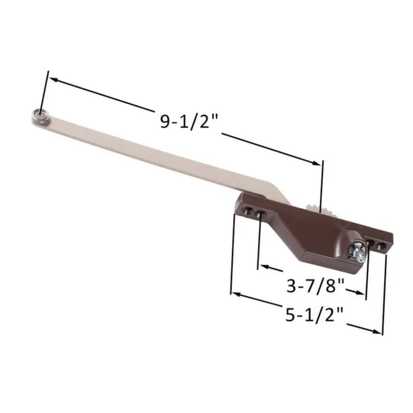 Single Arm Casement Window Operator (Truth Hardware 'Roto Gear' 23.01) (9-1/2" Arm, Front Mount) (Right) (Brown) - Image 2