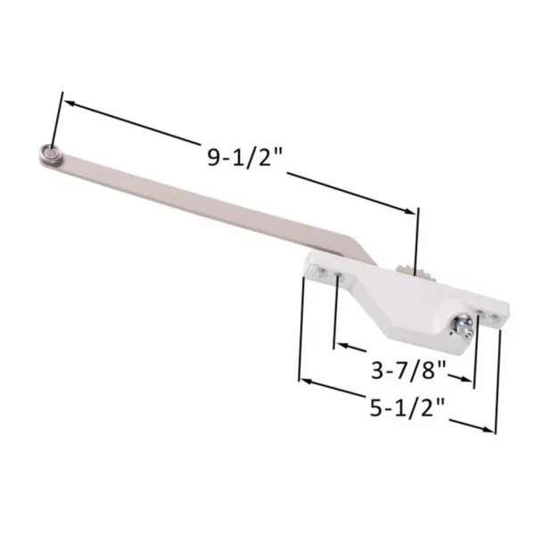 Single Arm Casement Window Operator (Truth Hardware 'Roto Gear' 23.01) (9-1/2" Arm, Front Mount) (Right) (White) - Image 2