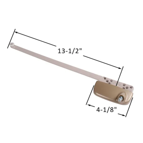Single Arm Casement Window Operator (Truth Hardware 'Ellipse' 15.32) (13 1/2" Arm) (Left) (Coppertone) (Roller Nylon) - Image 2