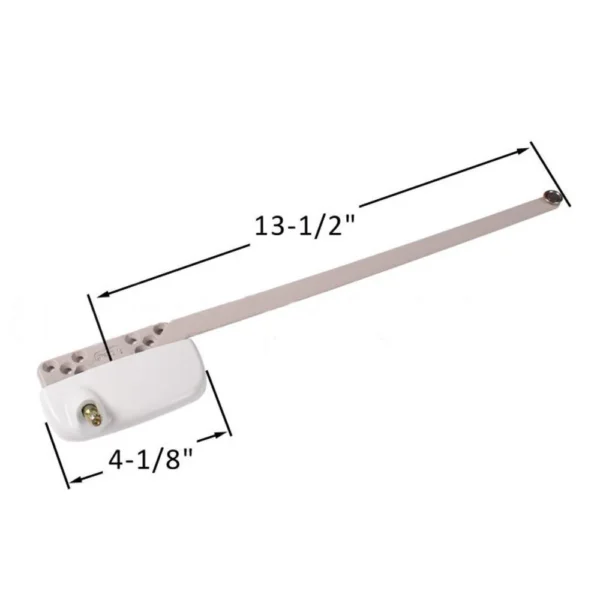 Single Arm Casement Window Operator (Truth Hardware 'Ellipse' 15.32) (13 1/2" Arm) (Right) (White) (Roller Nylon) - Image 2