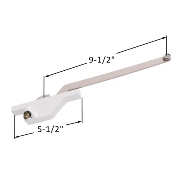 Single Arm Casement Window Operator (Truth Hardware 'Roto Gear' 23.00) (9-1/2" Arm, Rear Mount) (Left) (White) - Image 2