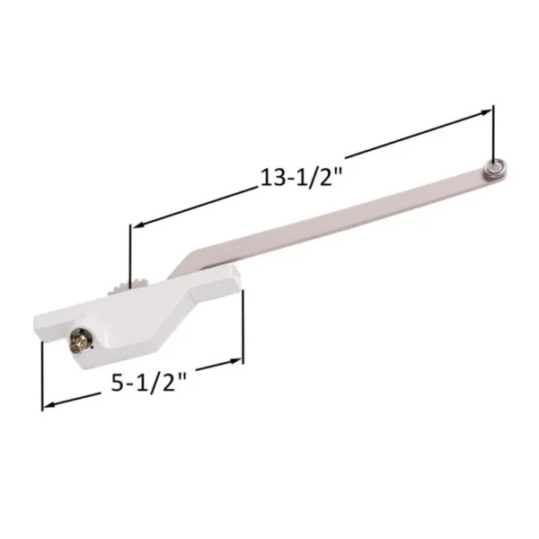 Single Arm Casement Window Operator (Truth Hardware 'Roto Gear' 23.02) (Rear Mount, 13-1/2" Arm) (Left) (White) (Steel Roller) - Image 3